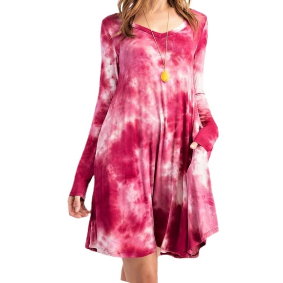 Rae Mode Dresses & Skirts - Long Sleeve Tie-Dye Swing Tunic Dress with Pockets NWT!
